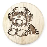 Shih Tzu Solid Wooden Round Coaster