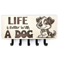 Key Ring Holder Wall Mounted Engraved with LIFE Is Better With A DOG