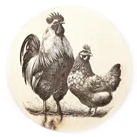 Chicken Themed Round Wooden Coaster Gift Ideas | Cockerel, Rooster and Hen