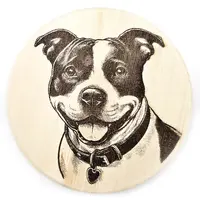 Staffy Round Wooden Coaster Gift Ideas for Pet Dog Owners