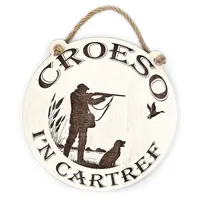 Croeso I'n Cartref / Welsh Welcome To Our Home Shooting Hunting Themed Hanging Wall Plaque / Sign