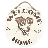 Welcome To Our Home Jack Russell Hanging Wall Sign Porch Door Plaque