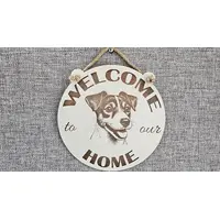 Welcome To Our Home Jack Russell Hanging Wall Sign Porch Door Plaque