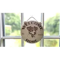 Welcome To Our Home Jack Russell Hanging Wall Sign Porch Door Plaque