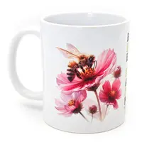 Bee On A Flower Mug In White With Bee Happy Quote
