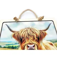 Highland Cow Welcome Sign Modern Design With Colourful Picture