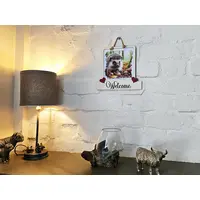 Hedgehog Welcome Sign Modern Design With Colourful Picture