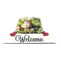 Rabbit Welcome Sign Modern Design With Colourful Picture