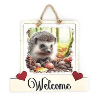 Hedgehog Welcome Sign Modern Design With Colourful Picture