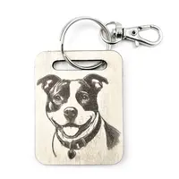 Personalised Staffordshire Bull Terrier Wooden Keyring with Split Ring | Staffy