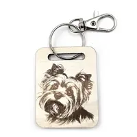 Yorkshire Terrier Wooden Keyring with Split Ring and Clip | Yorkie