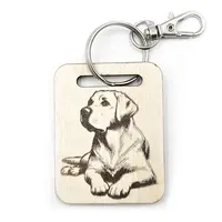 Labrador Wooden Keyring with Split Ring and Chain