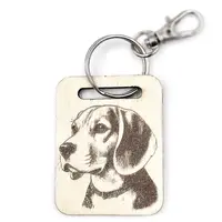 Personalised Beagle Wooden Keyring with Split Ring