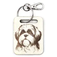 Personalised Shih Tzu Wooden Keyring with Split Ring