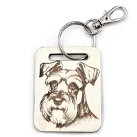 Personalised Schnauzer Wooden Keyring with Split Ring