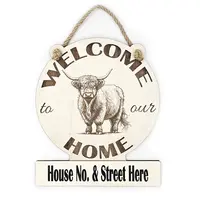 Personalised Welcome to our Home Highland Cow Plaque Decorative Sign