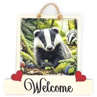 Badger Wildlife Welcome Sign Modern Design With Colourful Picture