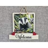 Badger Wildlife Welcome Sign Modern Design With Colourful Picture