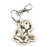 Personalised Labrador Novelty Wooden Keyring Shaped with Split Ring and Clip
