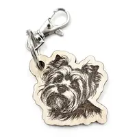 Personalised Yorkie Novelty Wooden Keyring Shaped with Split Ring and Clip