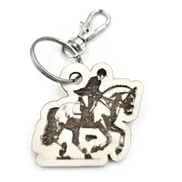Personalised Horse Show Jumper Wooden Keyring Shaped with Split Ring and Clip