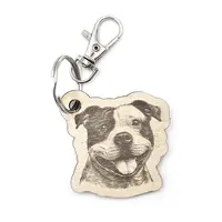 Personalised Staffordshire Bull Terrier Novelty Wooden Keyring Shaped with Split Ring and Clip
