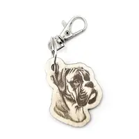 Personalised Boxer Dog Novelty Wooden Keyring Shaped with Split Ring and Clip