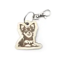 Personalised Chihuahua Novelty Wooden Keyring Shaped with Split Ring and Clip