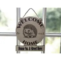 Personalised Welcome to our Home Hedgehog Plaque Decorative Sign