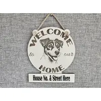 Personalised Welcome to our Home Jack Russell Plaque Decorative Sign