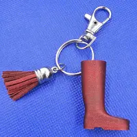 Welly Boot Gardening Themed Keyring with Tassle and clasp