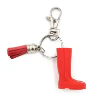 Welly Boot Gardening Themed Keyring with Tassle and clasp