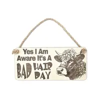 Bad Hair Day Funny Highland Cow Coo Plaque