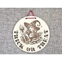 Halloween Trick or Treat Sign With A Witch Image