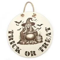 Witch Halloween Sign Fun Trick or Treat Window or Door Plaque and Decorations