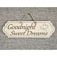 Goodnight Sweet Dreams Decorative Over Bed Sign | Plaque with Heart Design