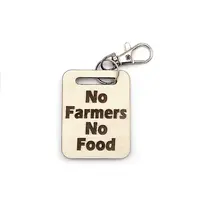 Novelty Tractor Themed Wooden Keyring with Split Ring and Clip