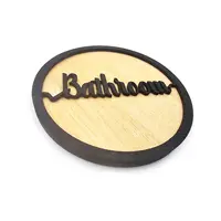 Bathroom Decorative Door Sign Wooden Plaque Elegant Engraved Round Design