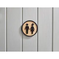 Toilet Decorative Door Sign Wooden Plaque Elegant Engraved Round Design