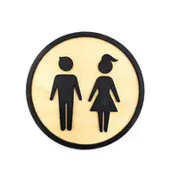 Toilet Decorative Door Sign Wooden Plaque Elegant Engraved Round Design