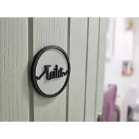 Toilet Door Sign Decorative Wooden Plaque Elegant Engraved Round Design
