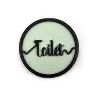 Toilet Door Sign Decorative Wooden Plaque Elegant Engraved Round Design