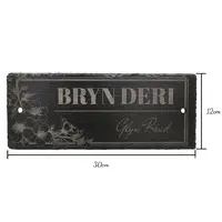 Slate House Sign Floral Laser Engraved