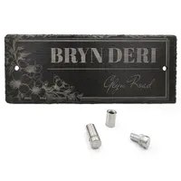 Slate House Sign Floral Laser Engraved