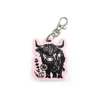 Highland Cow Keyring with Split Ring and Claw Clasp