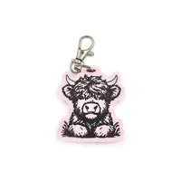 Hairy Coo Highland Cow Keyring with Split Ring and Claw Clasp