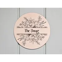 The Snug Room Door Sign Decorative Wooden Plaque Elegant Engraved Round Design