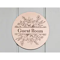 Guest Room Bedroom Door Sign Decorative Wooden Plaque Elegant Engraved Round Design