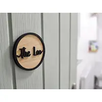 The Loo Door Sign Decorative Wooden Plaque Elegant Round Design