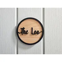 The Loo Door Sign Decorative Wooden Plaque Elegant Round Design